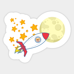 Space dog - fly to the moon Sticker